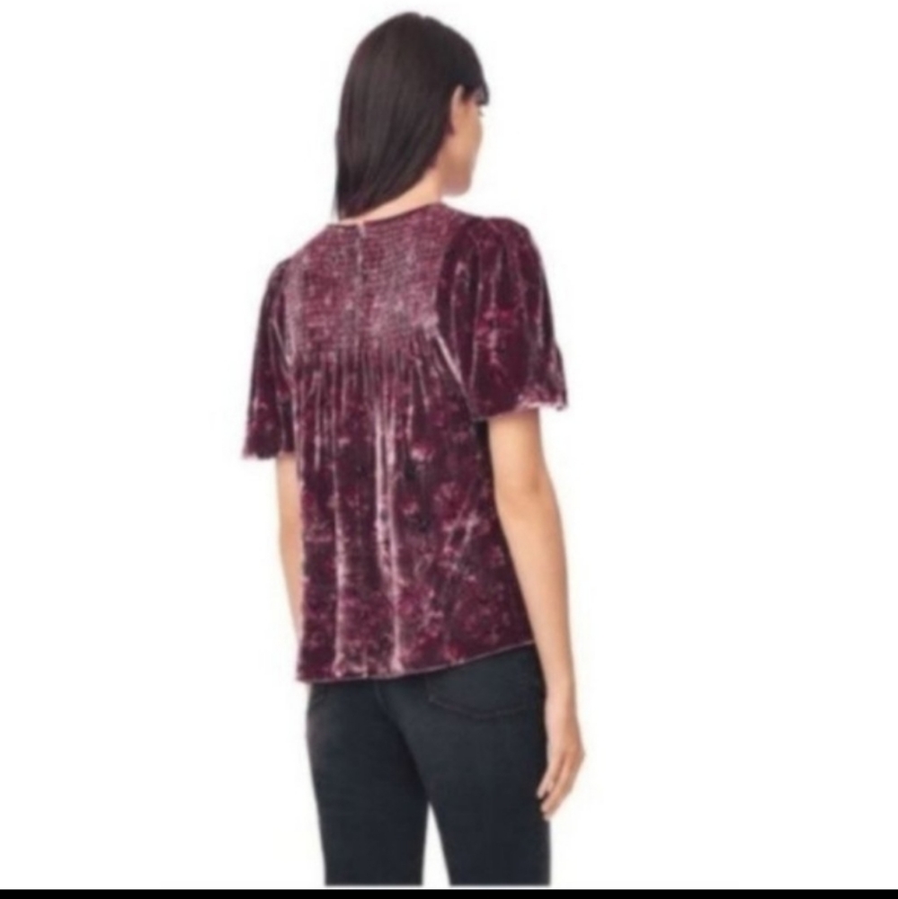 Rebecca Taylor Plum Jewel Velvety Smocked Top - Picture 3 of 15